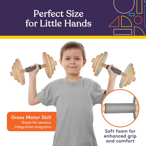 Set Set Set (Set 2 Special Supplies Kids Wooden Workout Play Weights - Adjustable Dumbbells for Home Gym Equipment