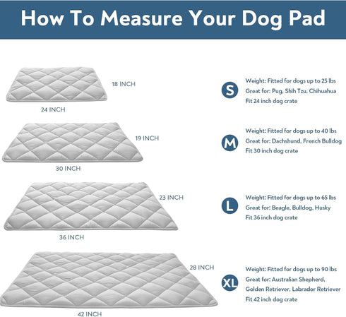 Dog Crate Pad 2 Pack, Soft Anti-Slip Bottom Mat, Machine Washable, Fits 36 Inch Dog Crate, Grey, 36" x 23"