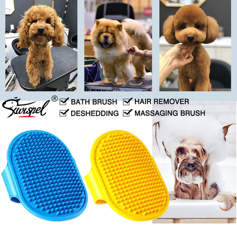 2pcs Dog Grooming Brush, Pet Shampoo Bath Brush Dog Grooming Shedding Brush Soothing Massage Rubber Comb
