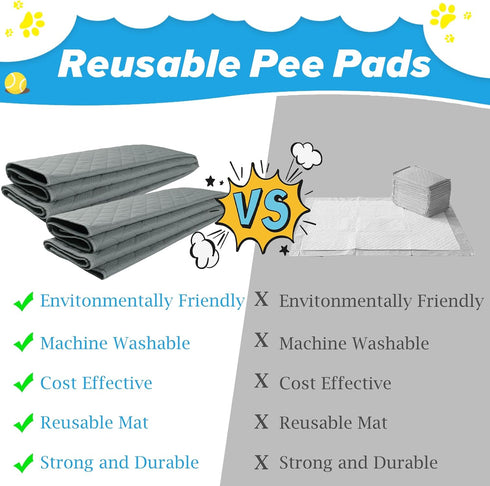 DOPLUSDO 48"x48" Washable Pee Pads for Dogs Reusable Puppy Pad Pet Training Pads, Waterproof Mat Non-Slip, Dog Pee Pad