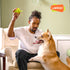 LaRoo Durable Natural Rubber Squeaky Dog Ball Toy, Teeth Cleaning Chew Toy for Medium and Large Dogs (9CM Green)