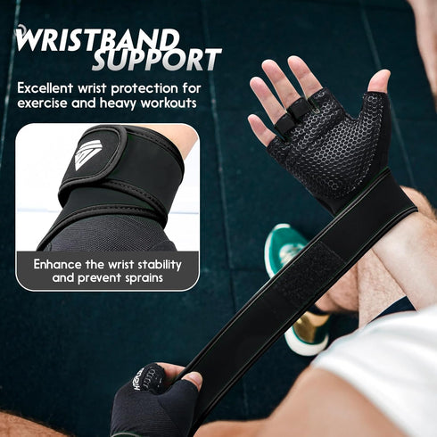 Workout Gloves Gym Gloves Weight Lifting Gloves for Men Women with Full Palm Pad,Strong Wrist Wraps Support,Enhanced
