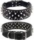 Hoot PU Leather Adjustable Spiked Studded Dog Collar 2" Wide 43 Spikes (L(Neck 21"-24"), Black)