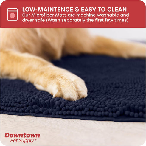My Doggy Place Microfiber Dog Mat for Muddy Paws, 36" x 26" Navy Blue, Absorbent Quick-Drying, Non-Slip Rubber Backed
