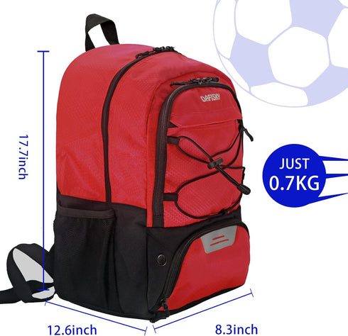 Youth Soccer Backpack - Sport Equipment Bag with Shoes and Ball Compartment for Football, Volleyball, Basketball