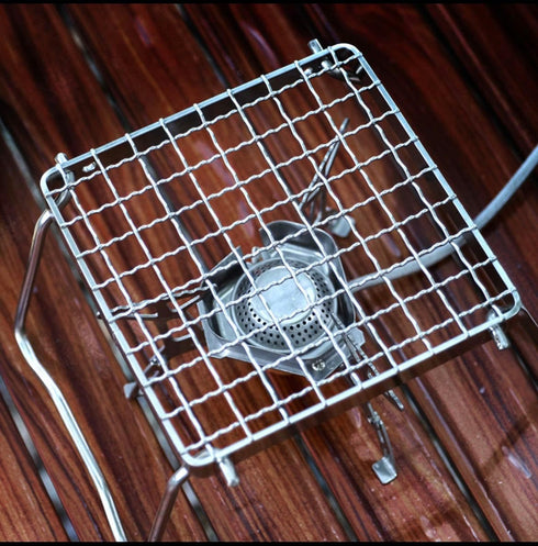 TreGoo Camp Grill with Foldable Legs - 304 Stainless Steel Grill Grate for Gas Stove, Ultralight Mini Campfire Stand,