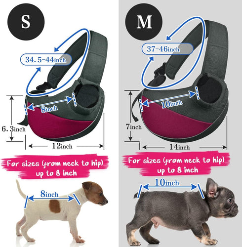 Anti-Pinch Hair Dog Sling Carrier - Adjustable Breathable Mesh Sling Bag for Small Dogs & Cats (S - Up to 4 lbs, Pink -