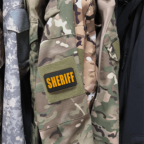 Gold Sheriff Patch for Hat with Fastener, Tactical Cap 2x3 inches, Molle Sheriff Tactical Vest