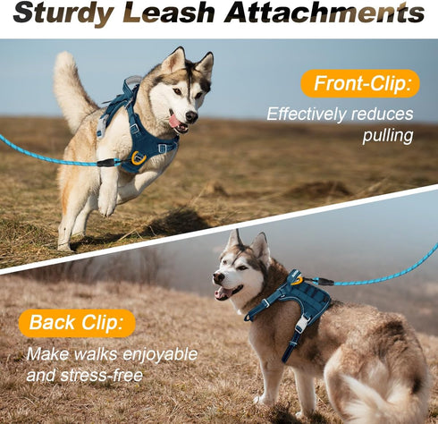 BARKBAY Service Dog Vest | Tactical Dog Harness for Medium Large Dogs | No Pull, Adjustable, Reflective, Legion Blue, L