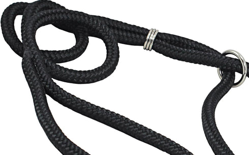 Dog Show Lead Braided Tubular Nylon 52" Long - Medium (diam 5/16"(8mm), Black)