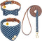 EXPAWLORER Dog Collar and Leash Set, Classic Plaid Bow Tie and Bandana Collar with Bell, Adjustable for Small Medium