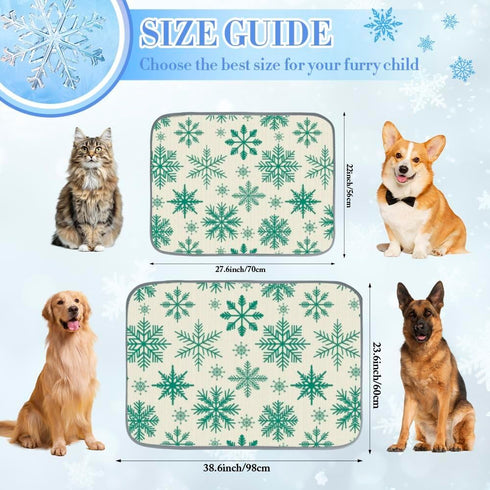 Generic 28" X22" Cooling Pads for Dogs Ice Silk Large Cooling Mat for Dogs Snowflakes Green Large Dog Bed Washable Pet