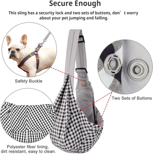 CUBY Dog and Cat Sling Carrier - Hands-Free Reversible Pet Papoose Bag, Soft Pouch and Tote Design for Small Dogs and
