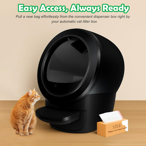 120 Pack 3/4 SZEE Automatic Waste Bags Compatible with Litter Box Robot and Other Automatic Cat Litter Box, Waste