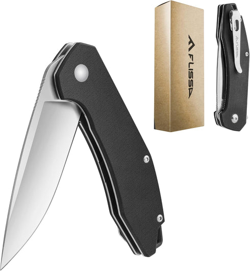 FLISSA Pocket Knife, Folding Tactical Knife with G10 Handle, D2 Blade, Liner Lock, EDC Knife