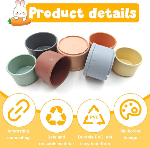 starfa lab 8 Pcs Stacking Cups for Small Animal Toys,Nesting Rabbit Toys of Different Sizes,Safe Plastic Colorful