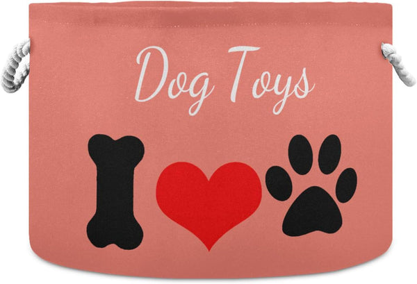 Dog Toy Box Chest with Cotton Rope Salmon Toy Storage Organizer Boxes