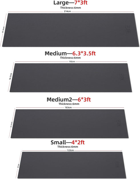 Treadmill Mat, 7'x3'/6.3'x32.5'/6'x3'/5.8’x2‘/4'x2', 6mm Thick High-Density Mat for Exercise Equipment Protection