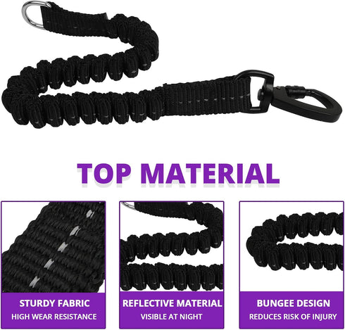 Long Dog Leash, 50 FT, Heavy Duty Rope Leash for Training, Swivel Lockable Hook, Reflective Threads, Bungee, Padded