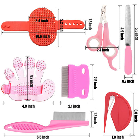 Rabbit Grooming Kit Bunny Grooming Kit with Shedding Brush, Nail Clippers & Comb Small Animal Grooming Supplies