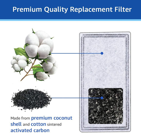 12Pcs Charcoal Water Filter Replacement - Compatible with Pioneer Pet Water Fountain Drinker Bowl Raindrop