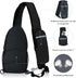 Sling-Bag Crossbody-Bag for Women and Men, Portable Hiking Daypack with Water Bottle Pocket (Black)