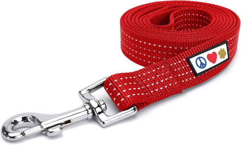 Pawtitas 6 FT Heavy Duty Dog Training Leash, Reflective Threads, Comfortable Handle, Small Dog Red Leash