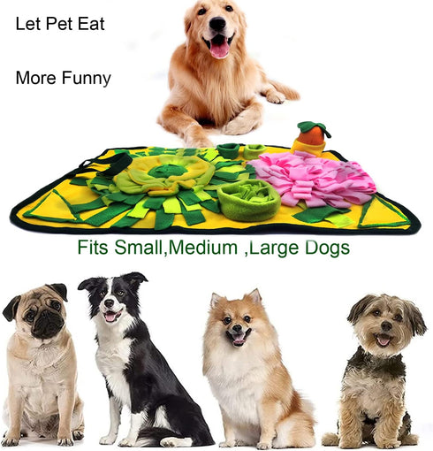 Dogs Snuffle Mat, Pet Feeding Mats, Puppy Sniffing Pad, Interactive Puzzle Toys for Multiple Breeds (Yellow)