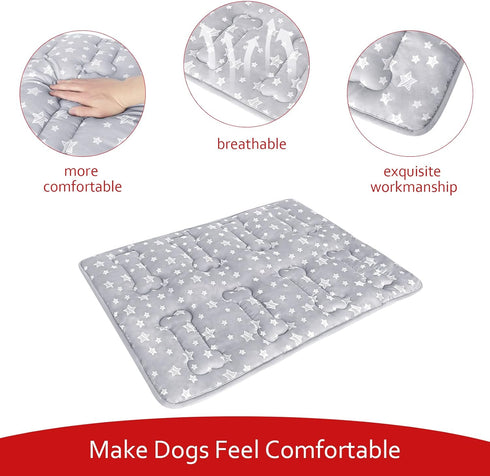 Dog Crate Mat (42" X 28"), Soft Dog Bed Mat with Cute Prints, Personalized Dog Crate Pad, Anti-Slip Bottom, Machine Washable Kennel Pad