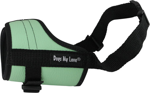 Adjustable Dog Muzzle Green, 6 Sizes (XXS: 4.5"-6.5" Snout Circumf.)