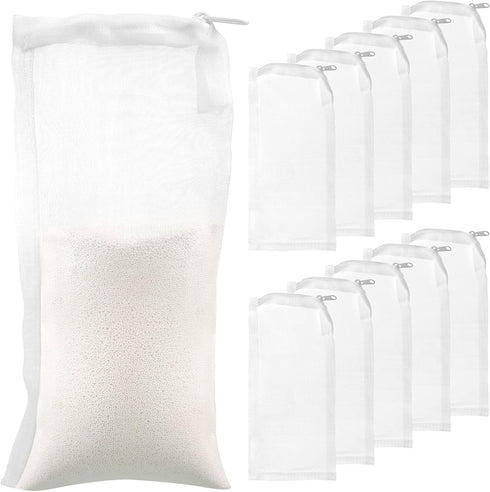 10 Small Aquarium Filter Bags with Zipper, 3 x 8 Inch Fine Media Bags, 150 Micra Mesh Reusable Charcoal Filter