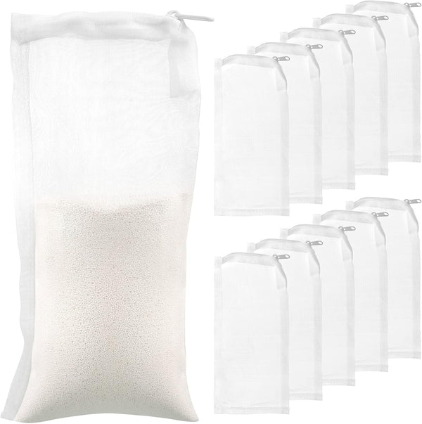 10 Small Aquarium Filter Bags with Zipper, 3 x 8 Inch Fine Media Bags, 150 Micra Mesh Reusable Charcoal Filter