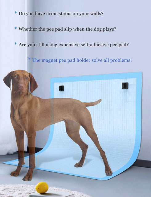 Dog Pee Pad Holder Potty Training Pad Magnetic Wall Holder for Leg-Lifting Dogs & Canine urine marking Strong Magnets No More Slipping Pee Pads Fit for Any Size of Puppy Pee Pads (Black)