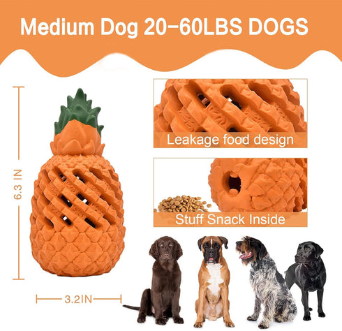 Indestructible Dog Chew Toys: Pineapple Flavored Puppy Toys for Aggressive Chewers, Medium Breed