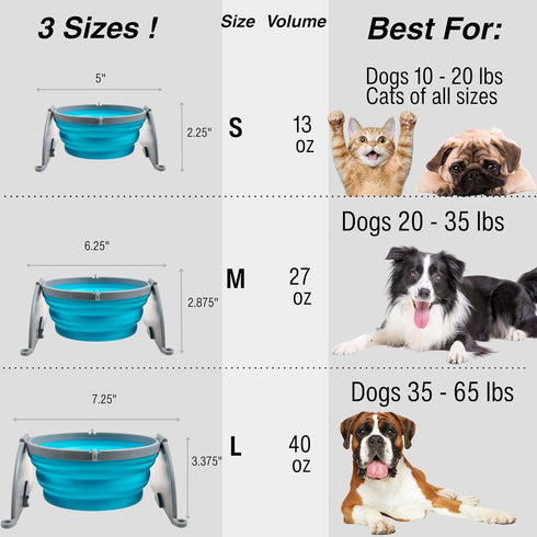 Loving Pets Bella Roma Collapsible Dog Bowls, Silicone Foldable Bowl, Puppy Essentials for Home & Travel, Blue, Small