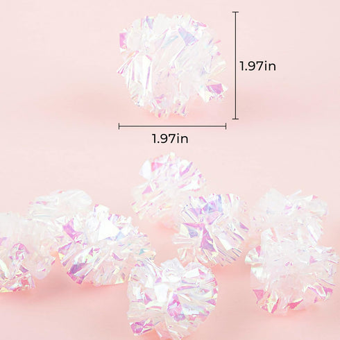 AUEAR 20 Pack Dye Free Cat Crinkle Balls 2" Mylar Sounds Shiny Glitter for Cats