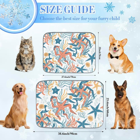 imiBBWQu Summer 27" 22" Dog Cooling Mat Ocean Starfish Floral Water Cooler Mat Washable Cooling Pads for Dogs to Lay On