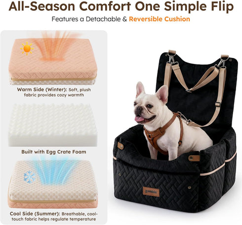 3 2 4"+2", 2 ZOMISIA Elevated Dog Car Seat for Medium Dogs, Adjustable Heights with Egg Crate Foam Boosters Dual-Sided