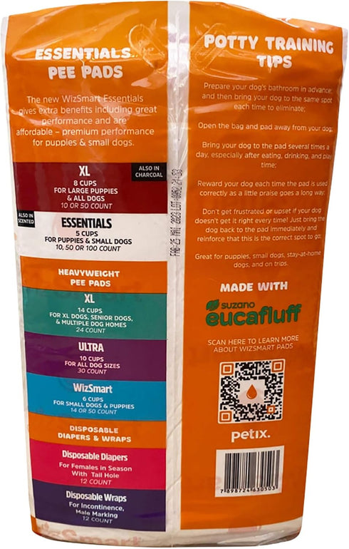 23.5" 35.4", 50 Count WizSmart Essentials Pads XL Extra Large Dog Pads x Disposable Absorbent Pads for Large Dogs