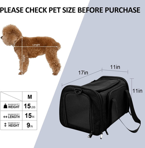 Henkelion Pet Carrier for Small Medium Cats Dogs Puppies up to 15 Lbs - TSA Airline Approved Soft Sided, Collapsible