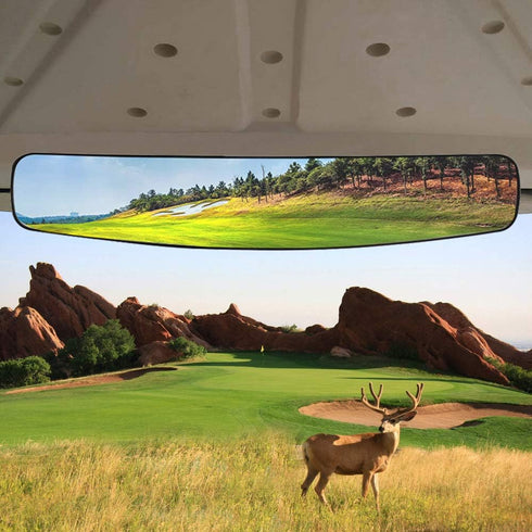 HKOO 16.5" Extra Wide Golf Cart Rear View Mirror, 180 Degree Panoramic Fit for EZGO Club Car Yamaha