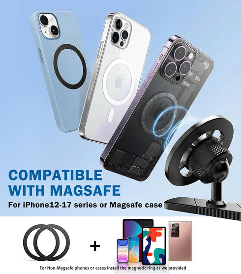 Smusrks 12-17, 360 Magnetic Golf Cart Phone Holder, All-Metal Phone Mount Compatible with MagSafe iPhone Rotation Golf