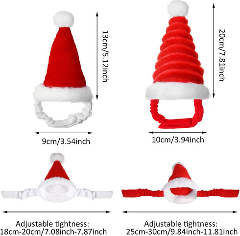 2 Pieces Guinea Christmas Hat - Adjustable Elastic Band Santa Claus Cap for Small Animal Christmas Party Decor