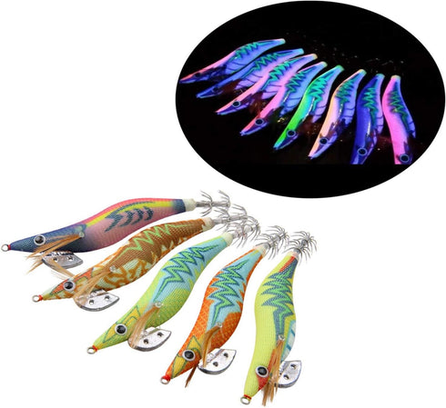 Generic 10pcs/Pack 2.5# 3.0# Body Luminous Squid Jigs Hooks Octopus Cuttlefish Shrimp Baits Fishing Lures Size