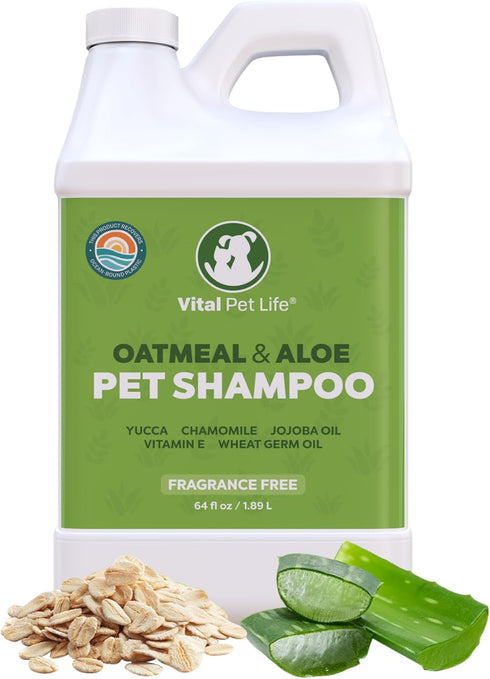 Dog Shampoo with Oatmeal, Aloe Vera, Chamomile, Jojoba Oil, Vitamin E -