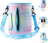 QuiFit 1 Gallon Water Bottle with Straw & Motivational Time Marker, Leak-Proof BPA Free Reusable Jug (Purple/Green)