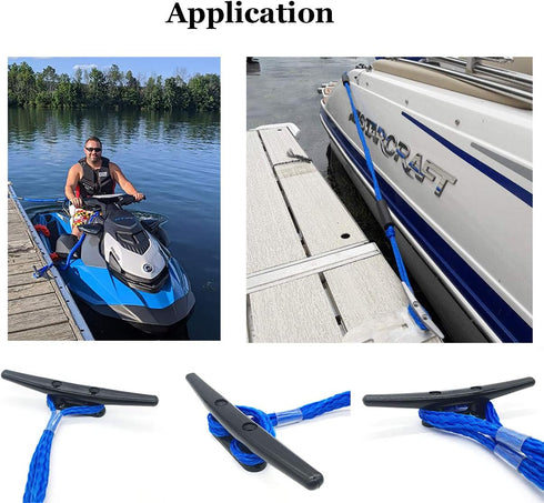 4 Pack Bungee Boat Dock Lines Boat Mooring Rope Boat Accessories Docking Lines for Kayak,Jet Ski,Pontoon,Canoe,Power