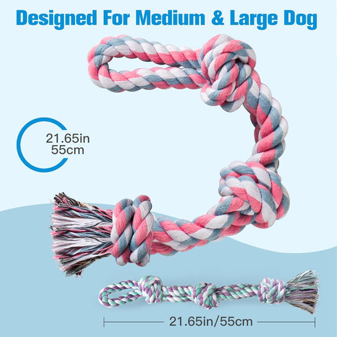 UPSKY 2 Pack Nearly Indestructible Dog Rope Toys for Medium to Large Breeds, Dental Chew Toys