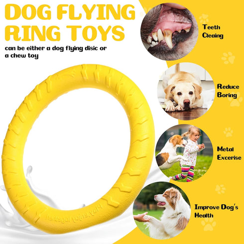 Jenaai 4 Pack Dog Training Ring - Durable Fetch Toys for Large Medium Dogs, Floating Dog Ring for Teeth Cleaning