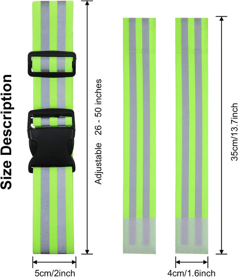 Hotop 6 Pieces Reflective Band Strap, High Visibility Safety Glow PT Belt for Arm, Wrist, Ankle, Leg Running Cycling